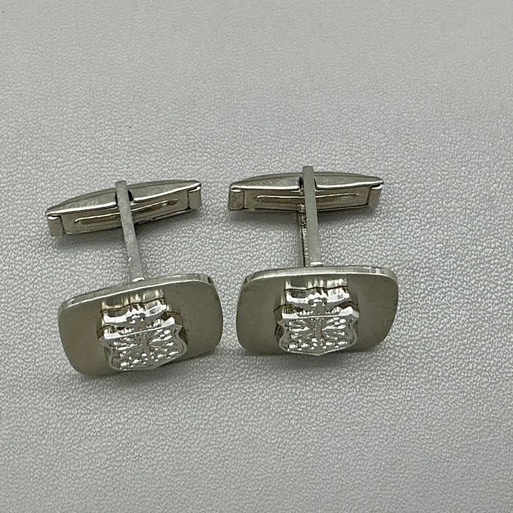 Vintage USAF Air Force Cufflinks Silver Tone Military Crest Men's Formal Dress